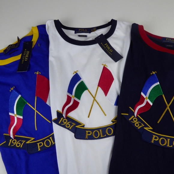 Men Polo Ralph Lauren Crewneck Yacht Club Flag Classic Fit Tee T Shirt XL XXL